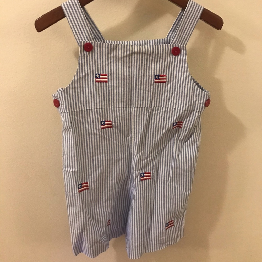 K &L Patriotic Flag Shortalls Jon Jon (2T)